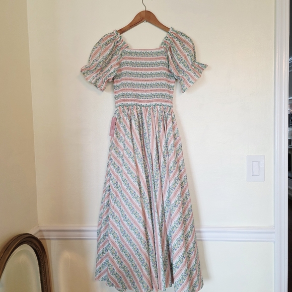 Ivy City Co Blue and Pink Flutter Sleeve Sundress - Picture 2 of 7